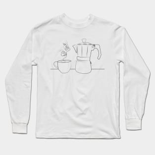 Coffee Lover | One Line Drawing | One Line Art | Minimal | Minimalist Long Sleeve T-Shirt